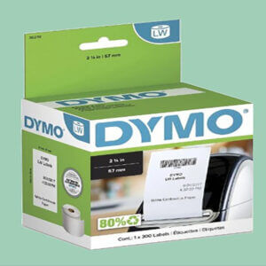 DYMO LW (30270) Continuous Labels for LabelWriter Label Printers, White,"2-1/4" x 300-Feet, 1 roll.