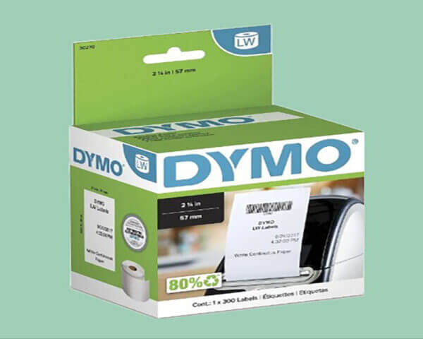 DYMO LW (30270) Continuous Labels for LabelWriter Label Printers, White,"2-1/4" x 300-Feet, 1 roll.