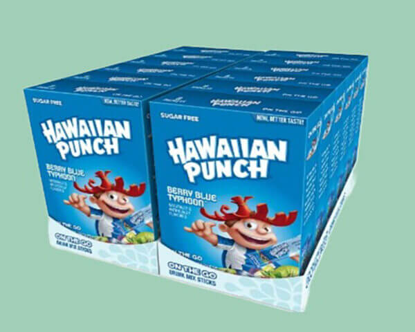 Berry Blue Typhoon– Powder Drink Mix by  Hawaiian Punch (12 boxes, 96 sticks)
