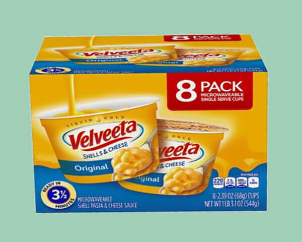 VELVEETA [New Version] Original Microwavable Shells & Cheese Cups, 8 Count Box | Single Serving Cups with Delicious Velveeta Cheese Sauce.