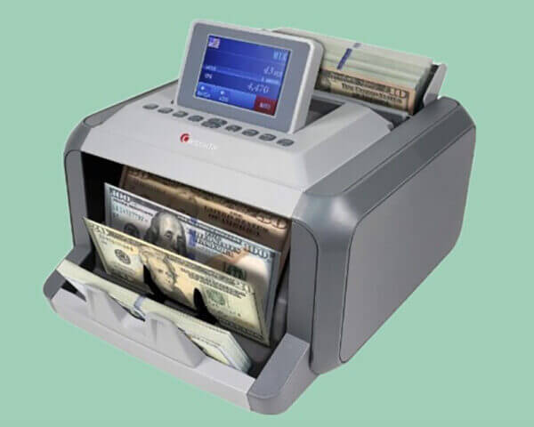 Cassida 7750R Mixed Denomination Money Counter Machine and Value Bill Reader with Advanced Counterfeit Detection UV, MG, CIS, IR, Size & Image Recognition, Printing Capabilities