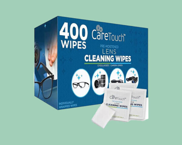 Care Touch Glasses Wipes, 400ct - Lens Cleaning Wipes for Eyeglasses, Eyeglass Individually Wrapped, Cleaner Lenses Glasses&Optical Lens, Disposable