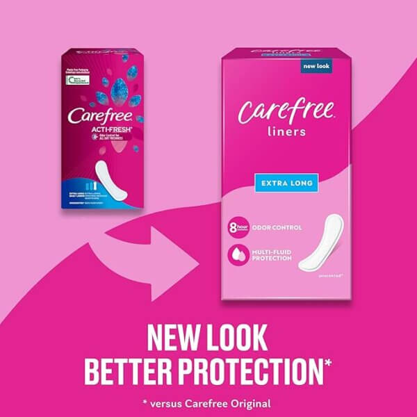 Carefree Panty Liners for Women, Extra Long, Wrapped, Unscented, 93ct - Image 2