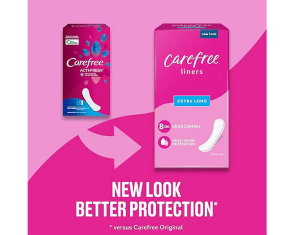 Carefree Panty Liners for Women, Extra Long, Wrapped, Unscented, 93ct