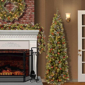 National Tree Company Pre-Lit Artificial Christmas Garland, Green, Crestwood Spruce, White Lights, Decorated with Pine Cones, Berry Clusters, Battery Operated, Christmas Collection, 9 Feet