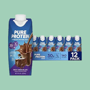 Pure Protein Chocolate Protein Shake, 30g Complete Protein, Ready to Drink and Keto-Friendly, Vitamins A, C, D, and E plus Zinc to Support Immune Health, 11oz Bottles, 12 Pack