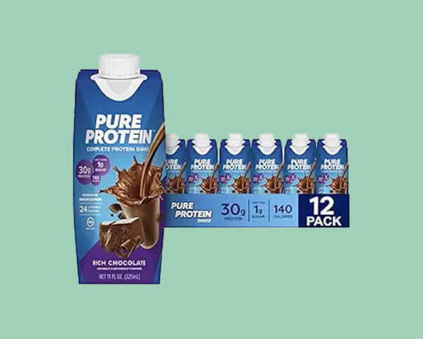 Pure Protein Chocolate Protein Shake, 30g Complete Protein, Ready to Drink and Keto-Friendly, Vitamins A, C, D, and E plus Zinc to Support Immune Health, 11oz Bottles, 12 Pack